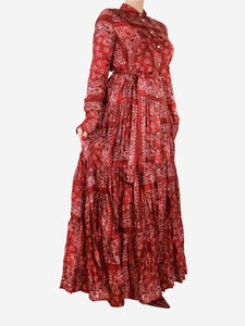 Golden Goose Golden Goose Red printed flared maxi dress - size UK 12