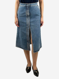 Stella McCartney Blue denim slit midi skirt - size UK 8