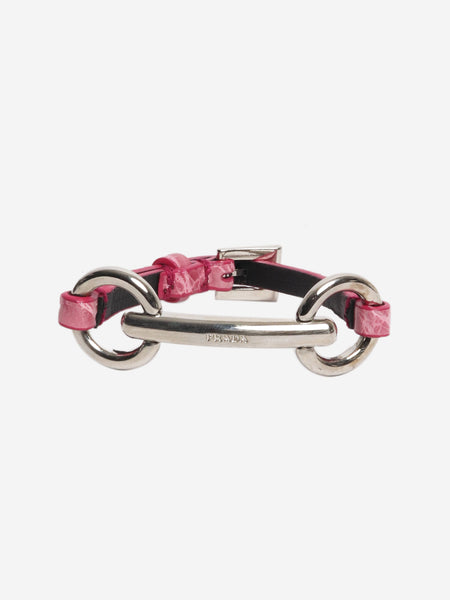 Pink leather horsebit bracelet product image