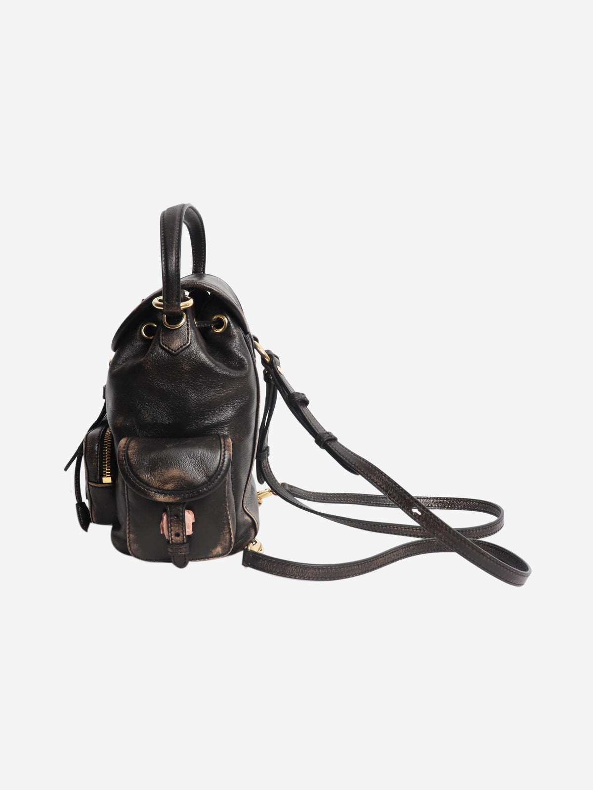 Coffee leather mini backpack Backpacks Miu Miu 