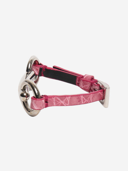 Pink leather horsebit bracelet alternate image