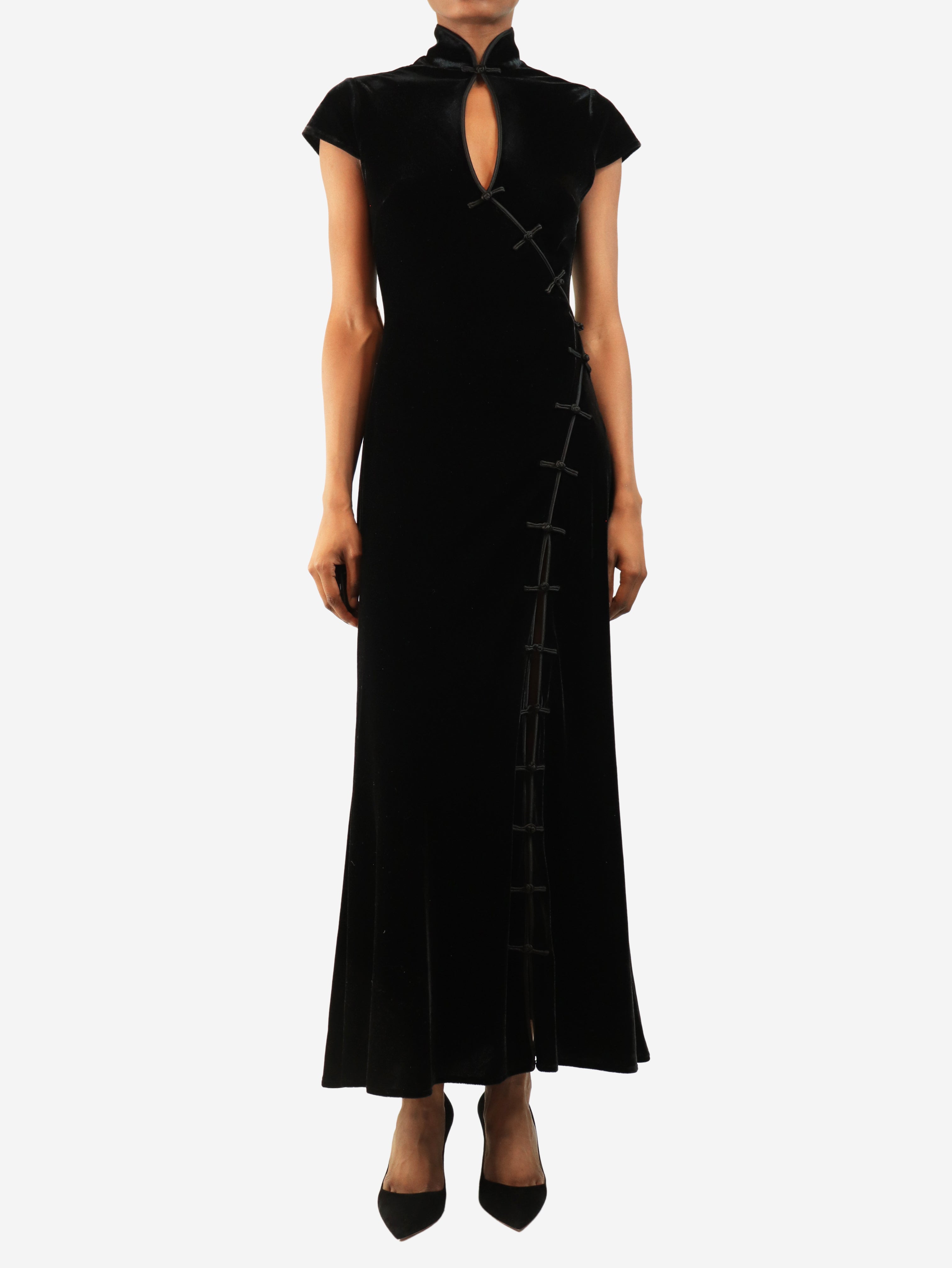 Black velvet Vanessa dress - size UK 6