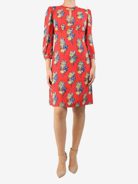 Red floral printed mini dress - size UK 8 product image