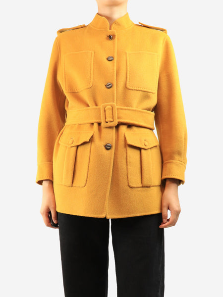 Mustard belted wool jacket - size UK 12 product image