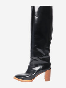 Gabriela Hearst Black polished leather knee-high boots - size EU 42