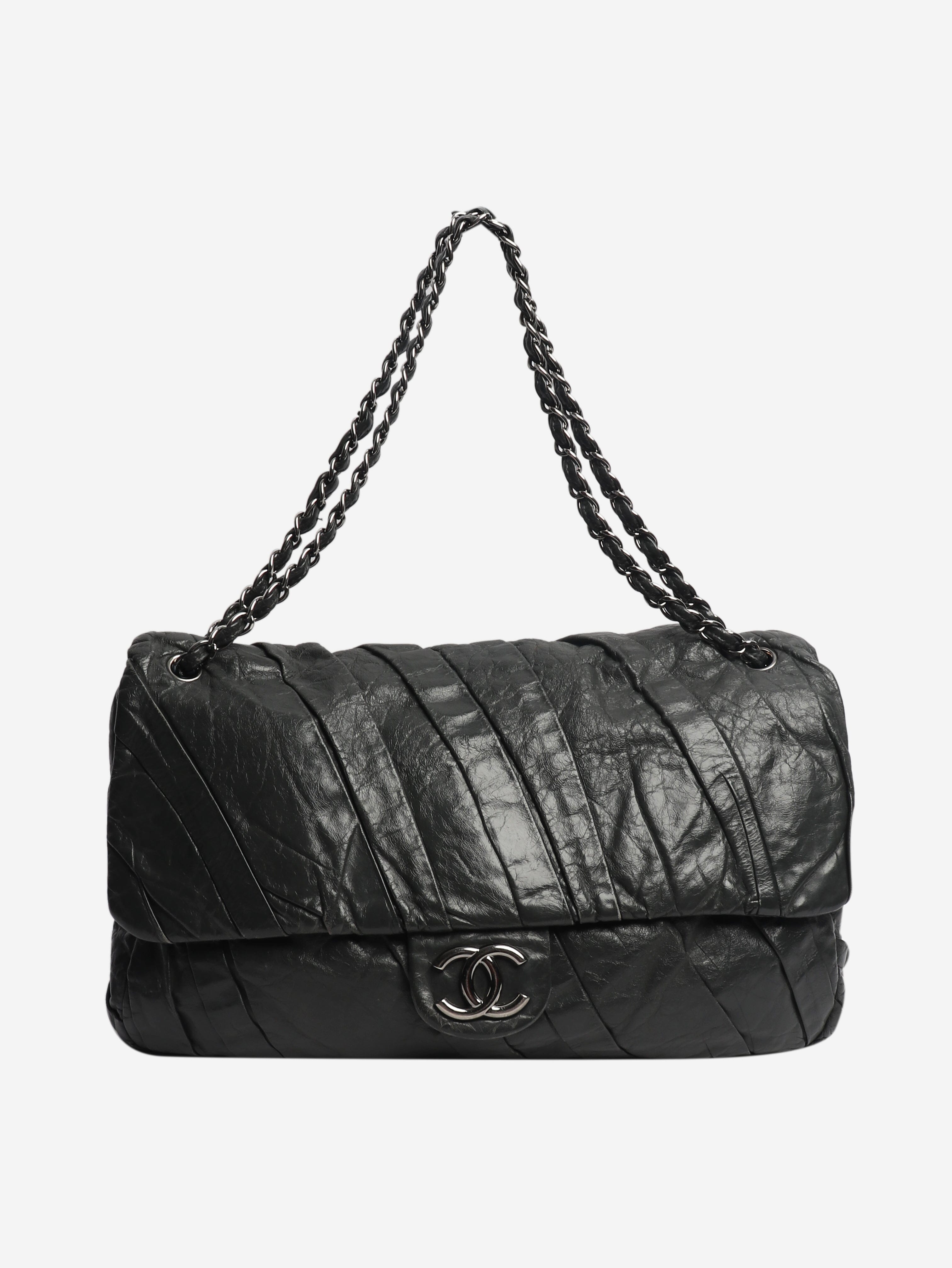 Grey 2009 gathered lambskin maxi flap bag Shoulder bags Chanel 
