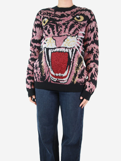 Pink oversized lurex tiger sweatshirt - size S Knitwear Gucci 