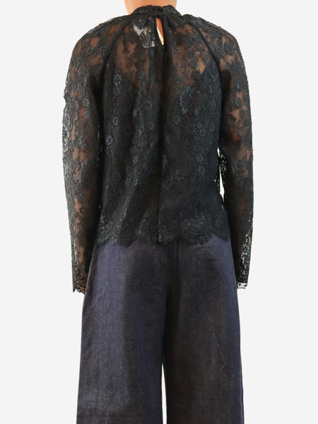 Black lace blouse - size UK 8 alternate image