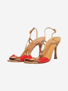 Manolo Blahnik Red and tan sandal heels - size EU 36