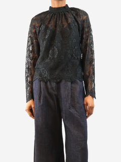 Black lace blouse - size UK 8