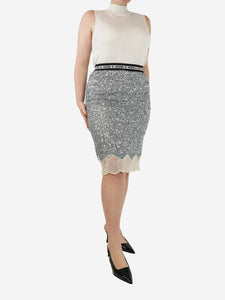 Zadig & Voltaire Silver sequin embellished midi skirt - size UK 12