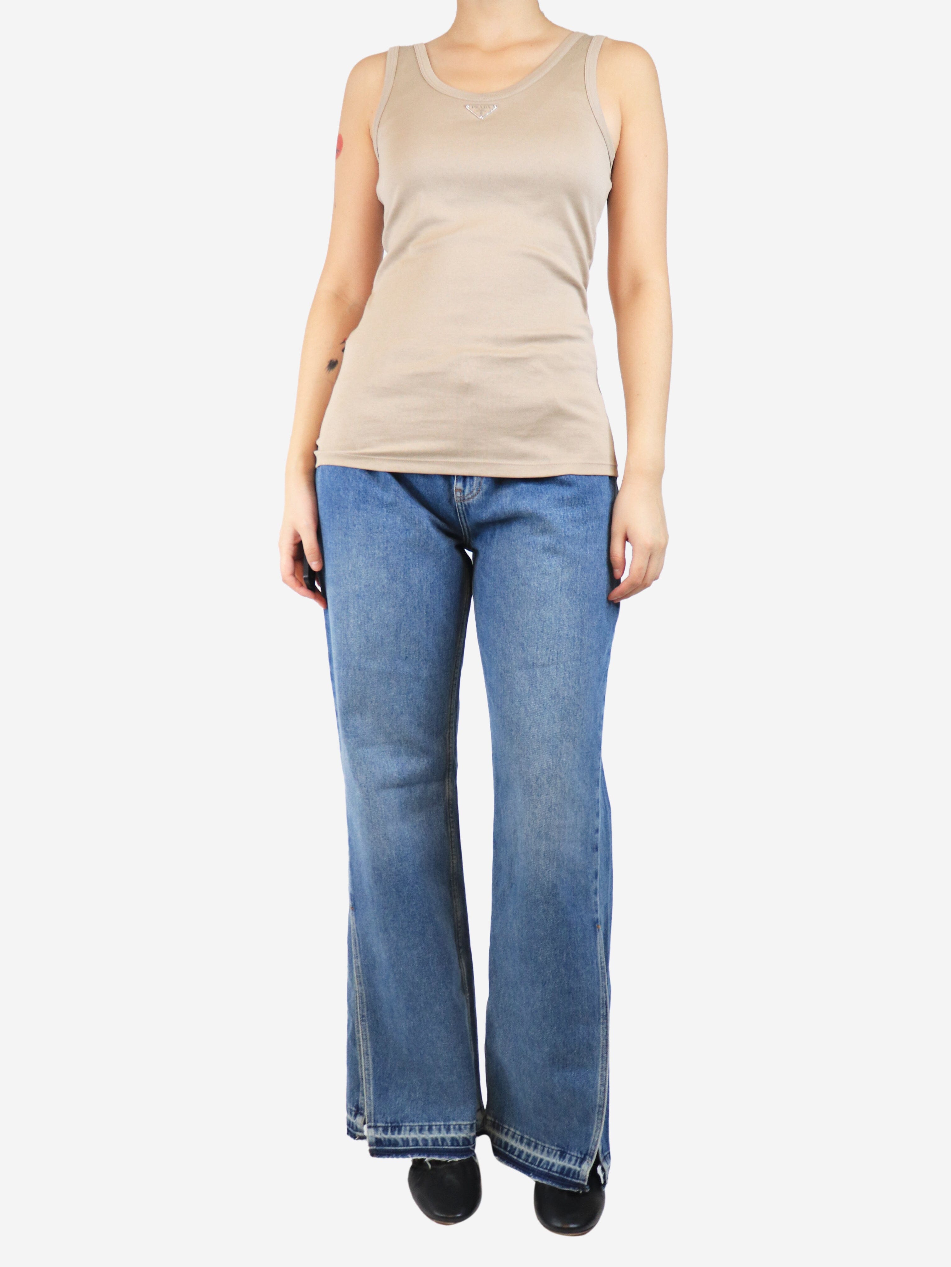 Blue split-hem relaxed jeans - size UK 12 Trousers STEL 