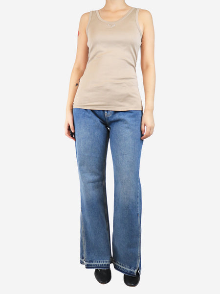 Blue split-hem relaxed jeans - size UK 12 alternate image