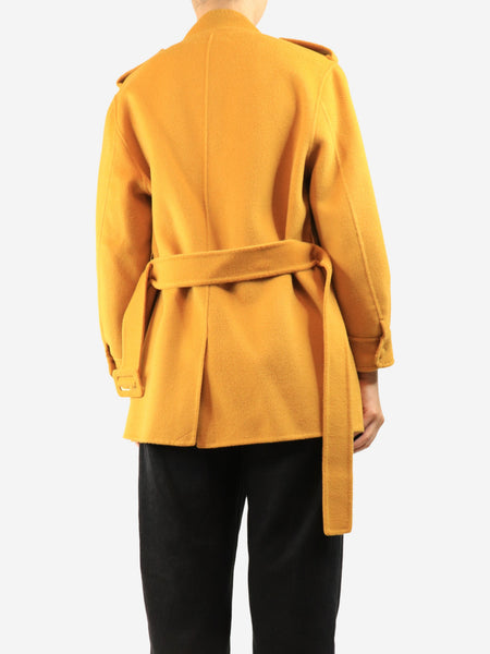 Mustard belted wool jacket - size UK 12 alternate image