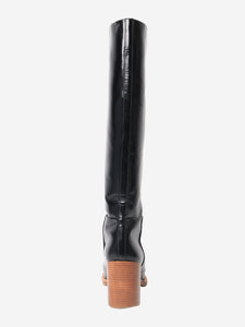 Gabriela Hearst Black polished leather knee-high boots - size EU 42