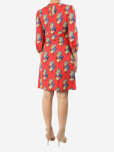 Red floral printed mini dress - size UK 8 alternate image