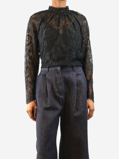 Black lace blouse - size UK 8