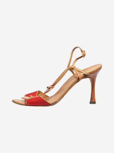 Manolo Blahnik Red and tan sandal heels - size EU 36