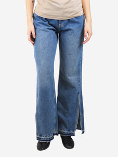 Blue split-hem relaxed jeans - size UK 12 Trousers STEL 