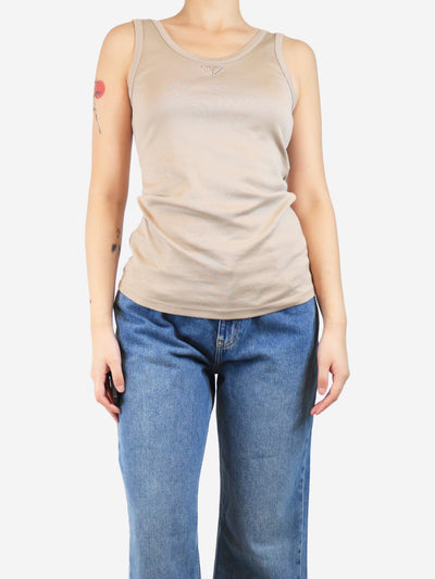 Beige logo tank top - size UK 8 Tops Prada 