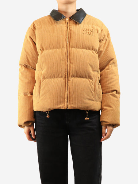 Tan corduroy puffer jacket - size L product image