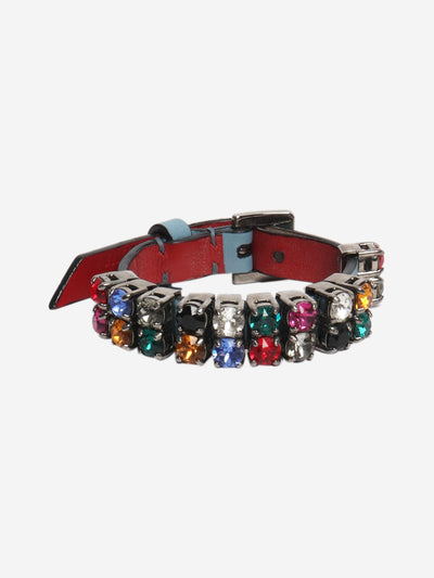 Blue leather diamante embellished bracelet Bracelets Miu Miu 