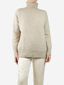 Vince Neutral cashmere roll-neck fleck jumper - size S