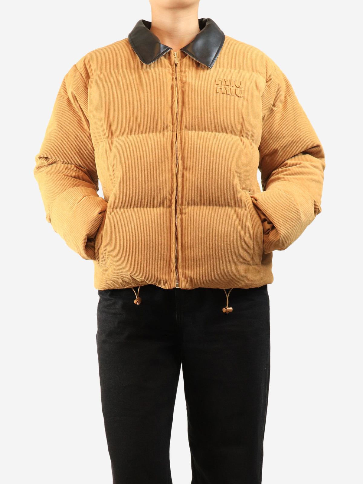 Tan corduroy puffer jacket - size L Coats & Jackets Miu Miu 
