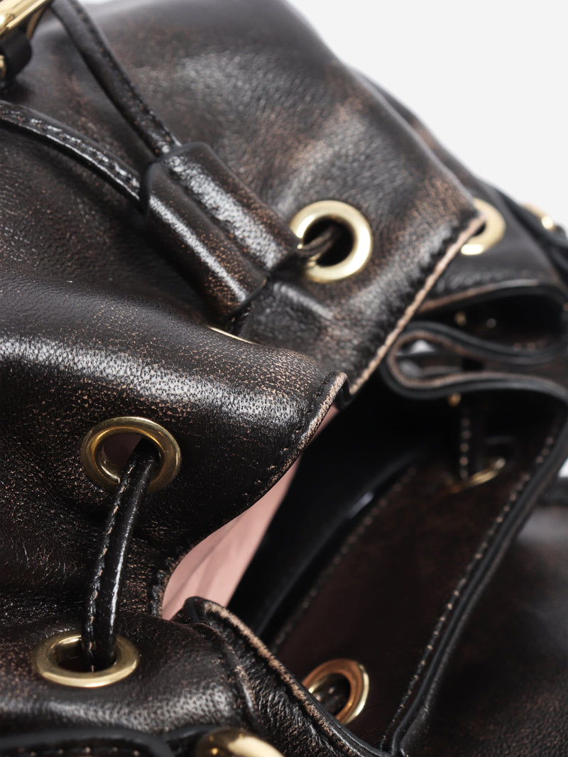 Coffee leather mini backpack Backpacks Miu Miu 
