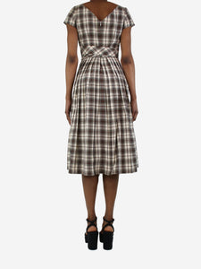 Michael Kors Cream checkered pleated dress - size UK 6