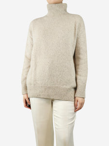 Vince Neutral cashmere roll-neck fleck jumper - size S