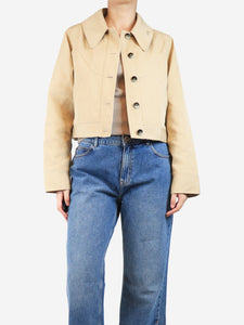 Ganni Beige heavy twill short jacket - size UK 10