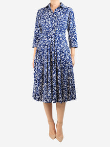 Samantha Sung Dark blue tie-dye printed midi dress - size UK 10