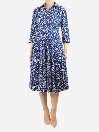 Dark blue tie-dye printed midi dress - size UK 10 Dresses Samantha Sung 