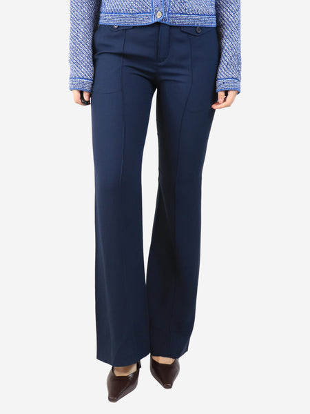 Navy wide-leg tailored trousers - size UK 10 product image