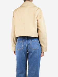 Ganni Beige heavy twill short jacket - size UK 10