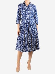 Samantha Sung Dark blue tie-dye printed midi dress - size UK 10