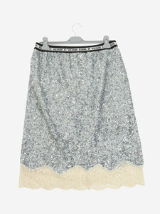 Zadig & Voltaire Silver sequin embellished midi skirt - size UK 12