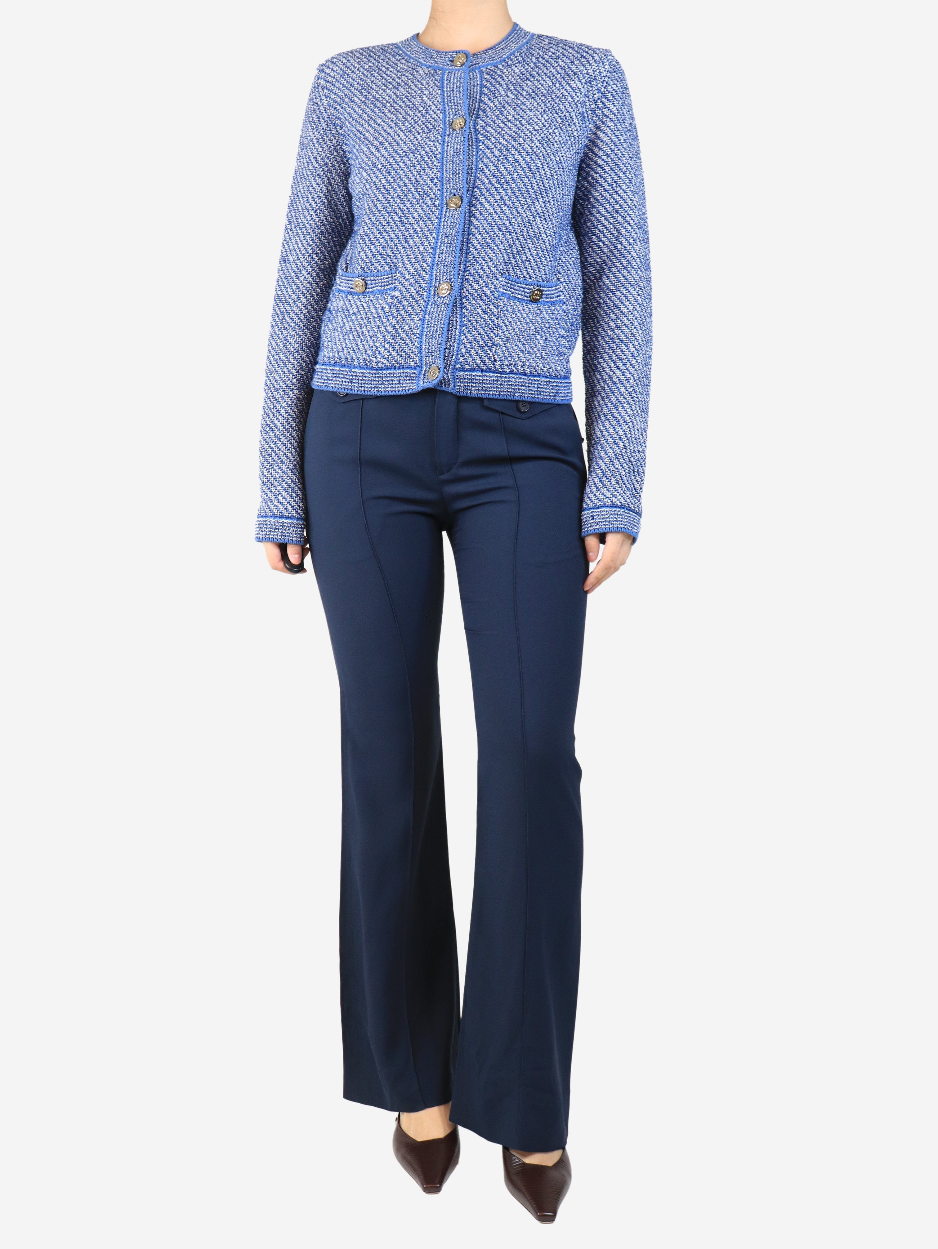 Navy wide-leg tailored trousers - size UK 10 Trousers Chloe 