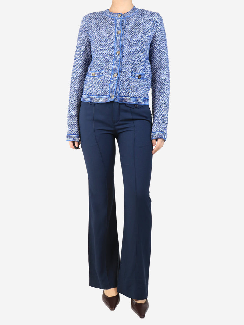 Navy wide-leg tailored trousers - size UK 10 Trousers Chloe 