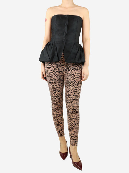 Pink leopard print leggings - size UK 14 alternate image