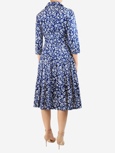 Samantha Sung Dark blue tie-dye printed midi dress - size UK 10