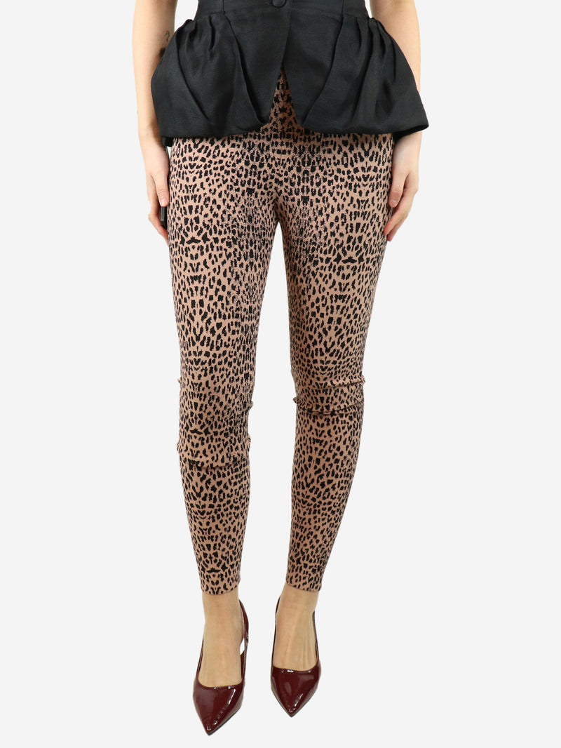 Pink leopard print leggings - size UK 14 Trousers Alaia 