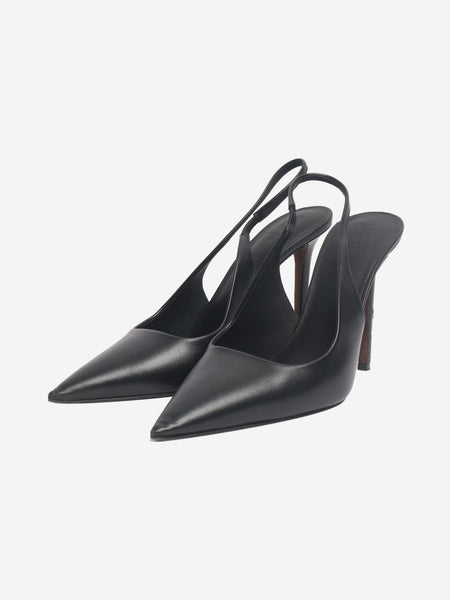 Black leather pointed sling back shoes - size EU 38 (UK 5) alternate image