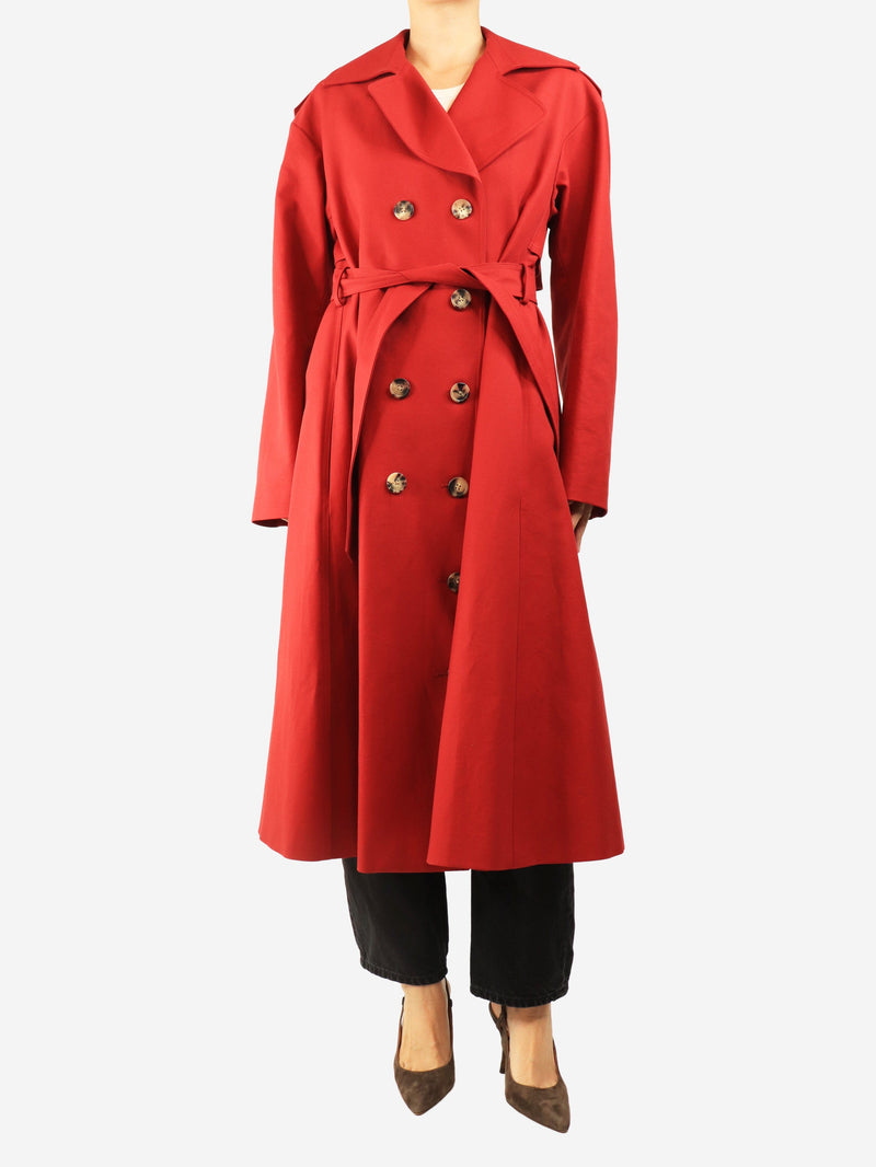 Red double-breasted belted trench coat - size UK 8 Coats & Jackets Khaite 