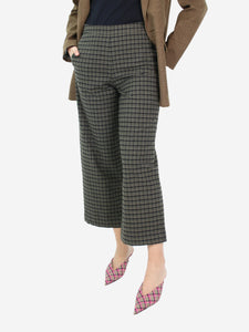 rue blanche Grey check high-rise wide-leg trousers - size S