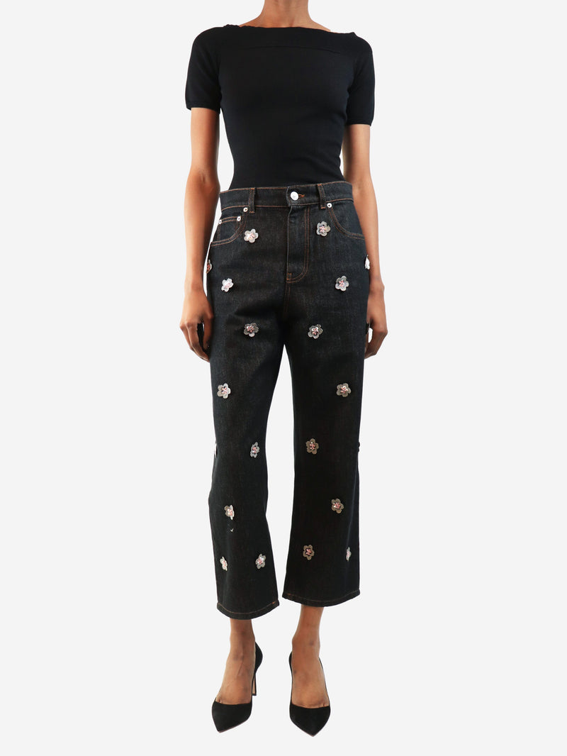 Black flower embellished jeans - size UK 6 Trousers Marni 