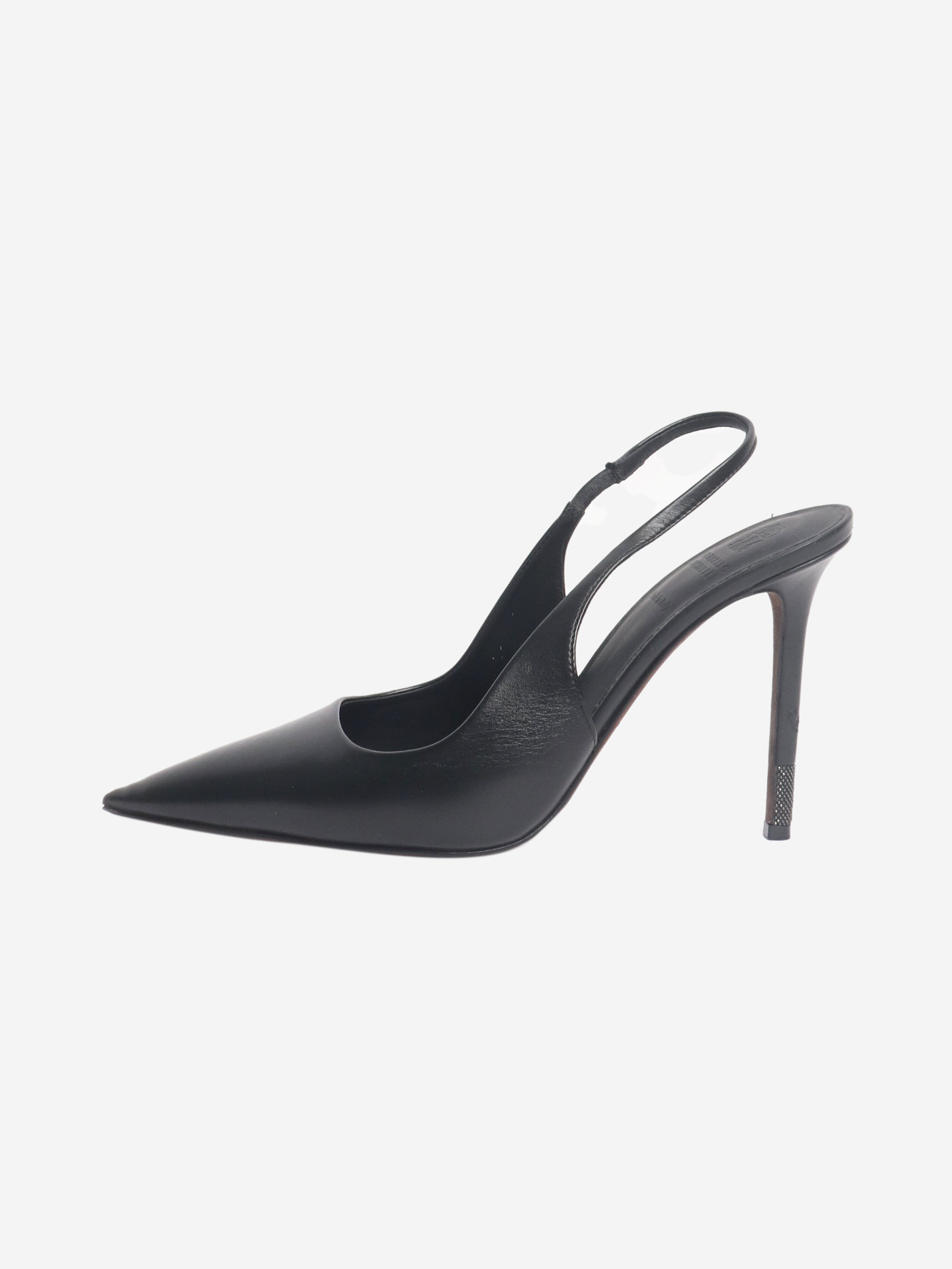 Black leather pointed sling back shoes - size EU 38 (UK 5) Shoes Brunello Cucinelli 