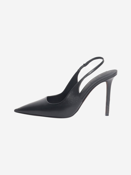 Black leather pointed sling back shoes - size EU 38 (UK 5) product image