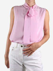 Miu Miu Pink silk sleeveless tie front top - size IT 46